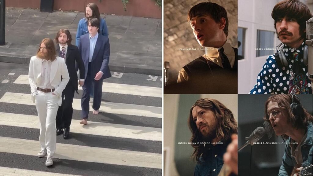The Beatles Filminden Yeni Kare Geldi: Dörtlü, “Abbey Road” Kapağını Canlandırdı The Beatles filmi Abbey Road kapağı canlandırması